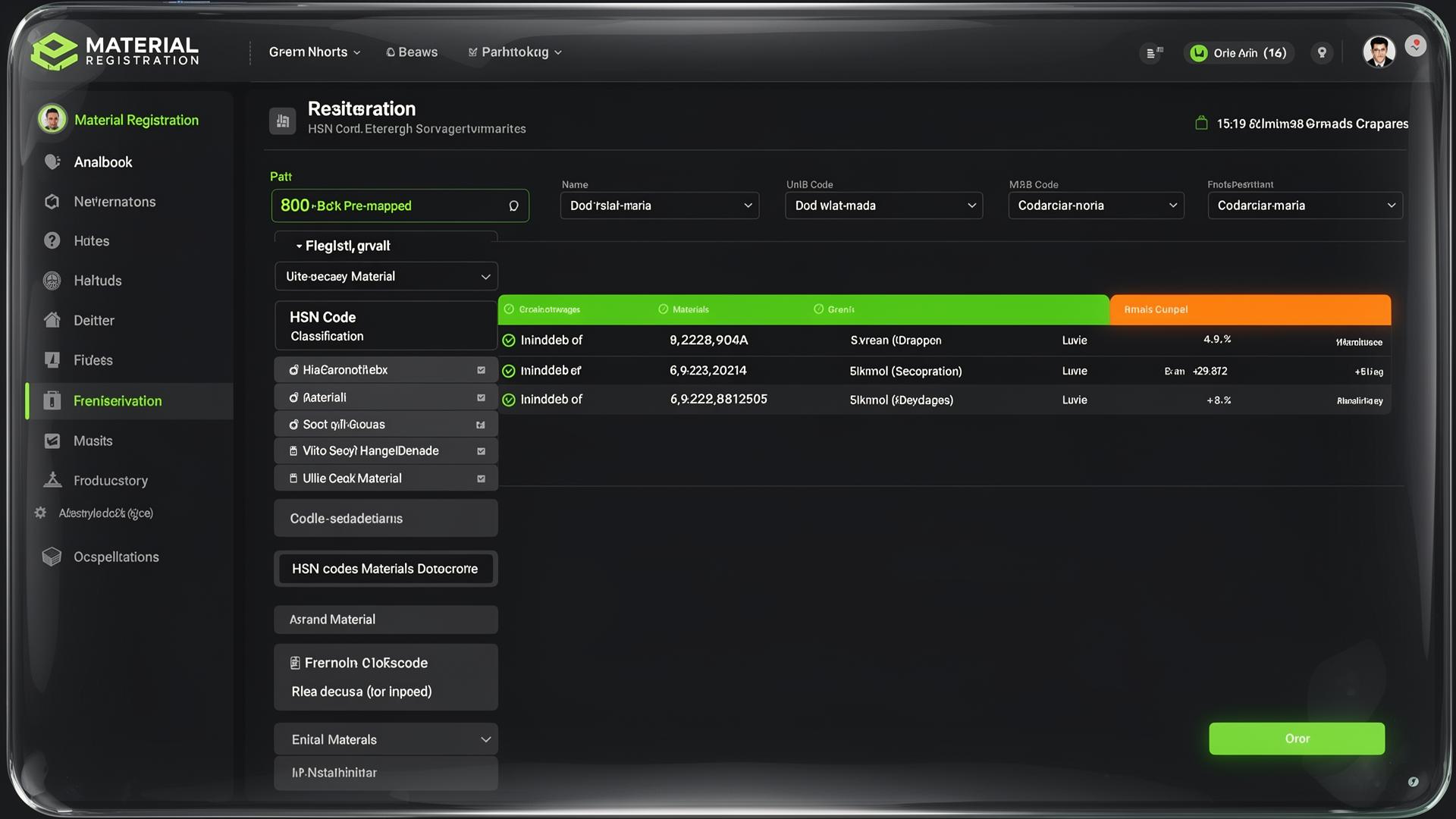 Digital Material Register